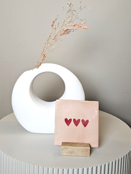 Fliese – 3 Herzen | Keramik 10x10 cm