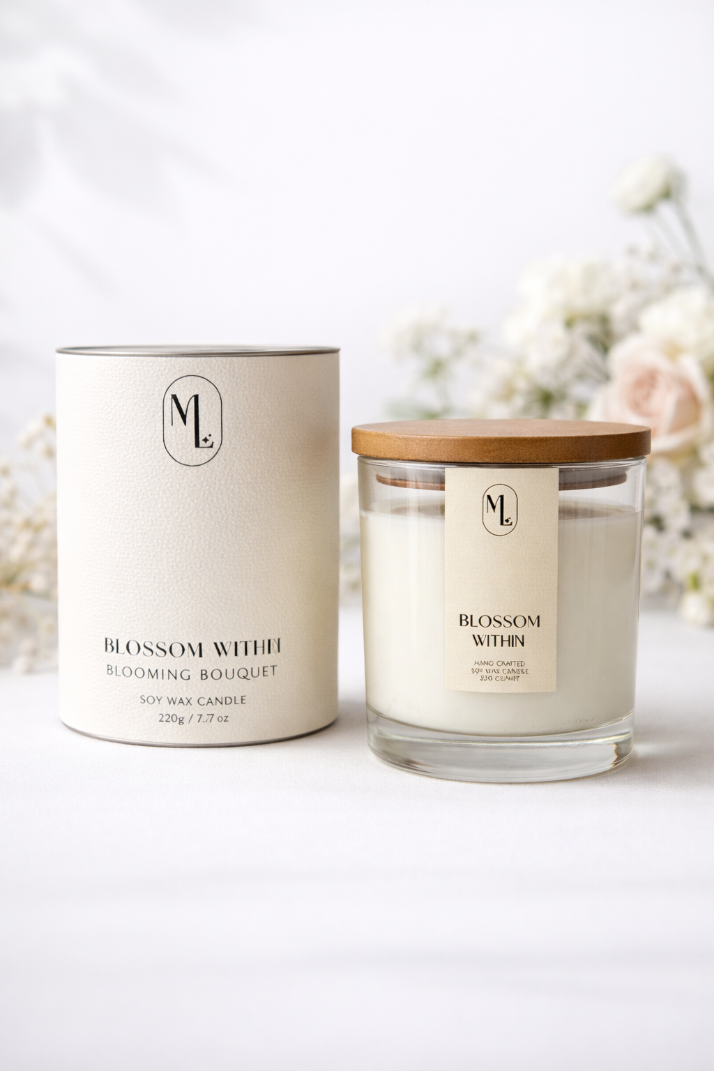Luxuriöse Sojawachs Duftkerze - Blossom Within | Blooming Bouquet