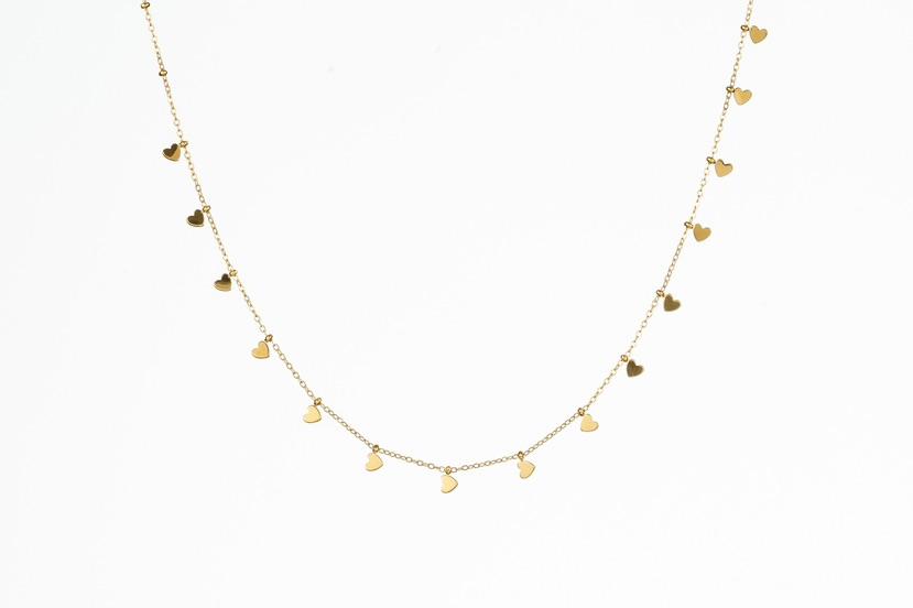 Edelstahlkette Multiherzen gold