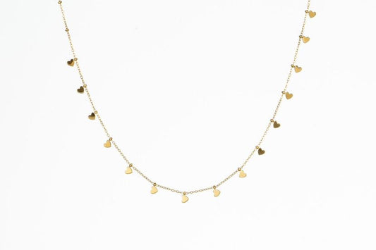 Edelstahlkette Multi Herzen gold