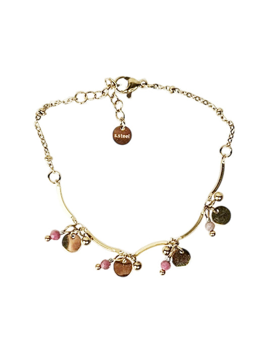 Edelstahlarmband "Multi Coins sweet pink" gold