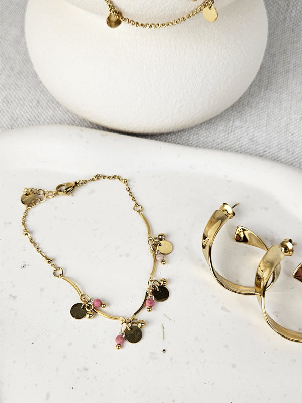 Edelstahlarmband Multi Coins süßes Roségold