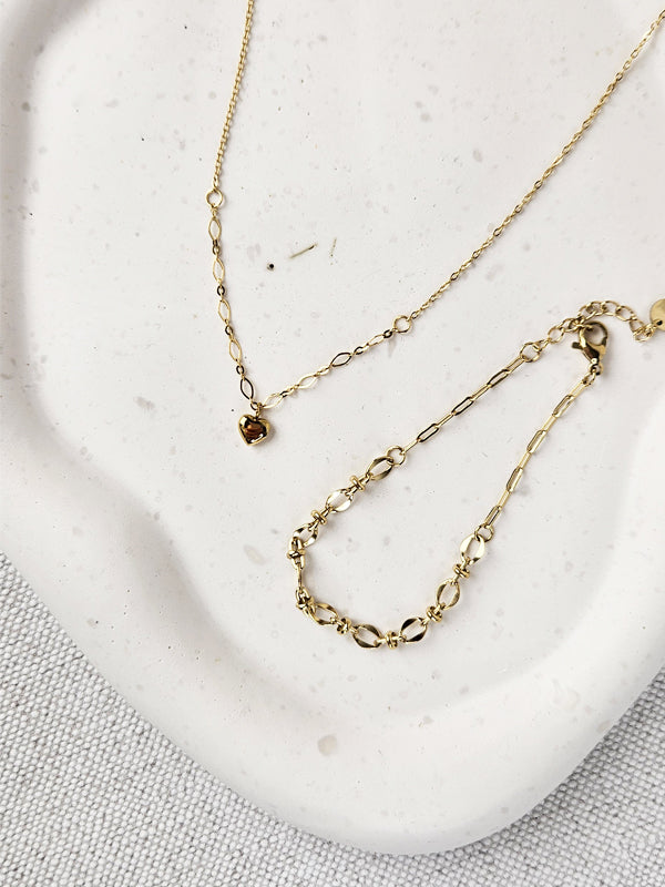Edelstahlkette Herzkette gold