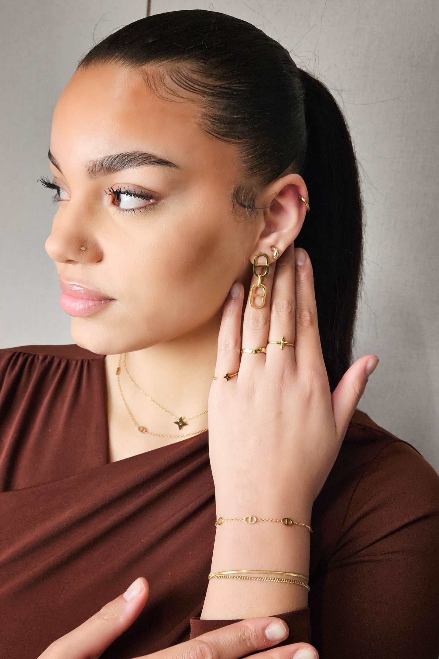 Edelstahlarmband Oval Gold