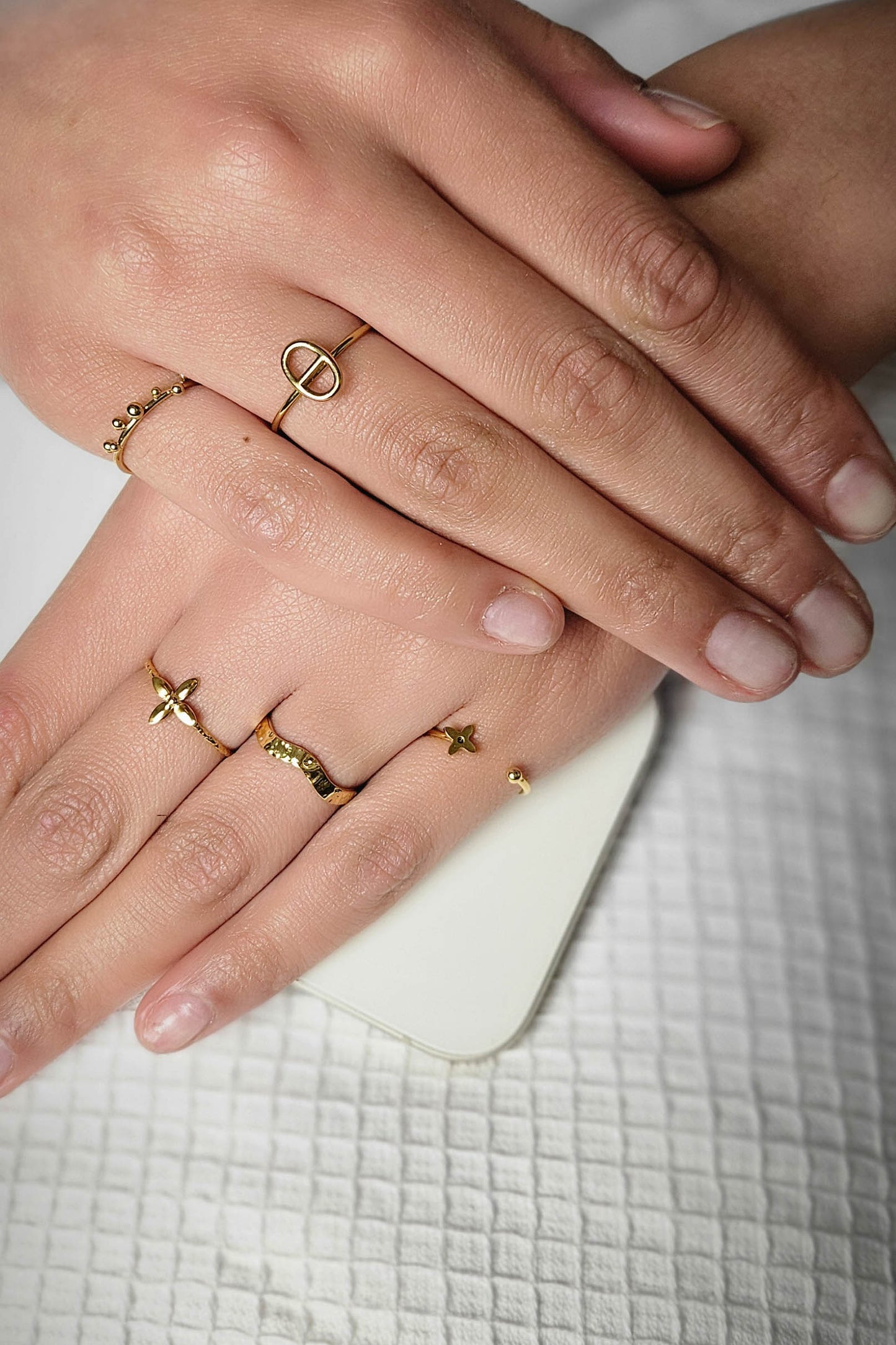 Edelstahlring Oval gold