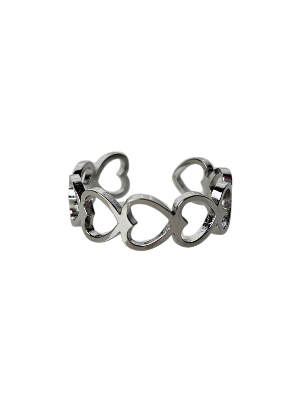 Edelstahlring Herzen silber