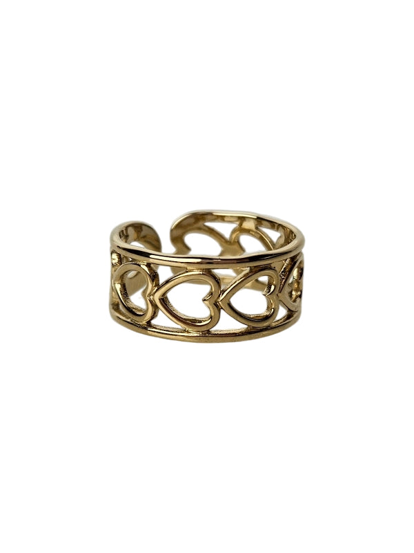 Edelstahlring Captured Hearts gold