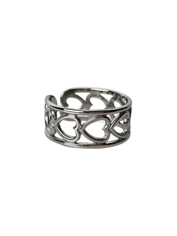 Edelstahlring Captured Hearts silber