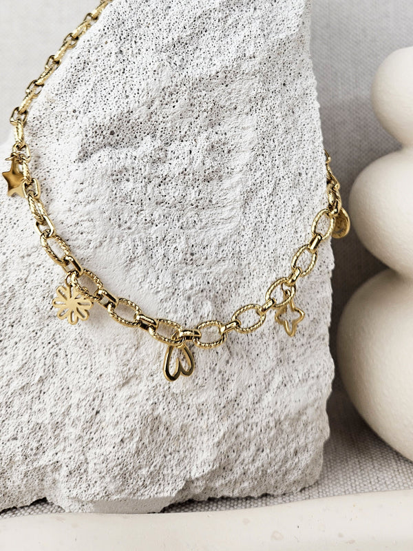 Edelstahlkette Chunky Charms gold