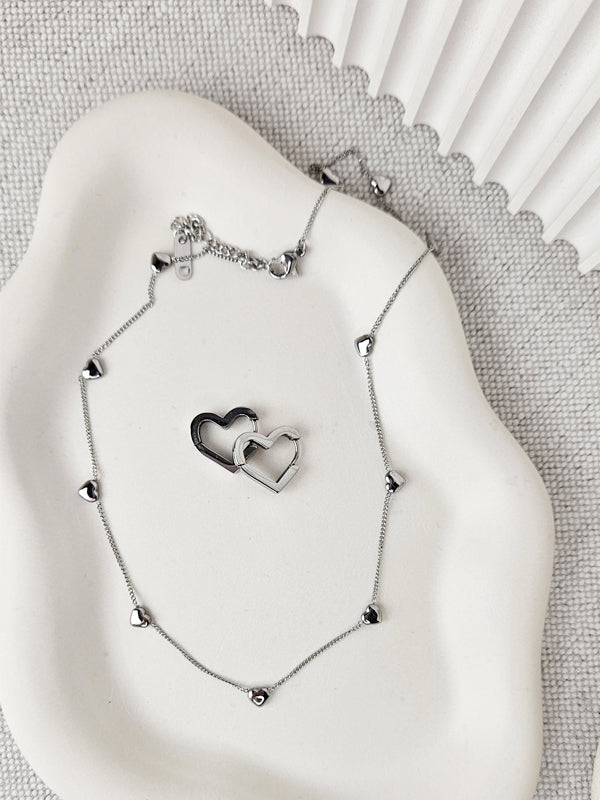 Edelstahlkette Multihearts 3D silber