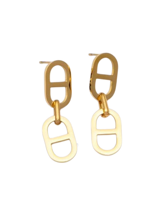 Edelstahl Ohrringe Oval Gold