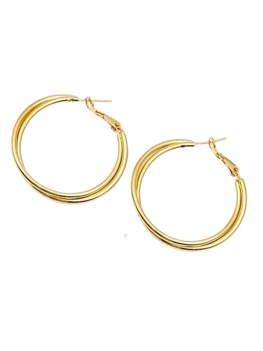 Edelstahl Ohrringe Ringe Doppelt gold