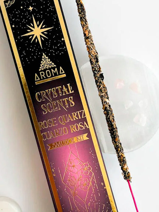 Räucherstäbchen Rose Quartz – Aroma Scents | Mit Rosenquarzsteinen