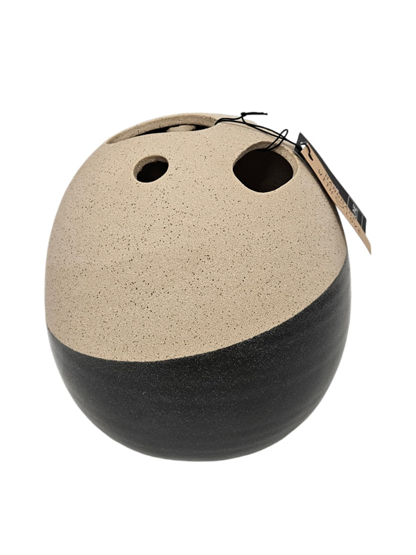 J-Line Kugelvase Keramik Beige Schwarz L