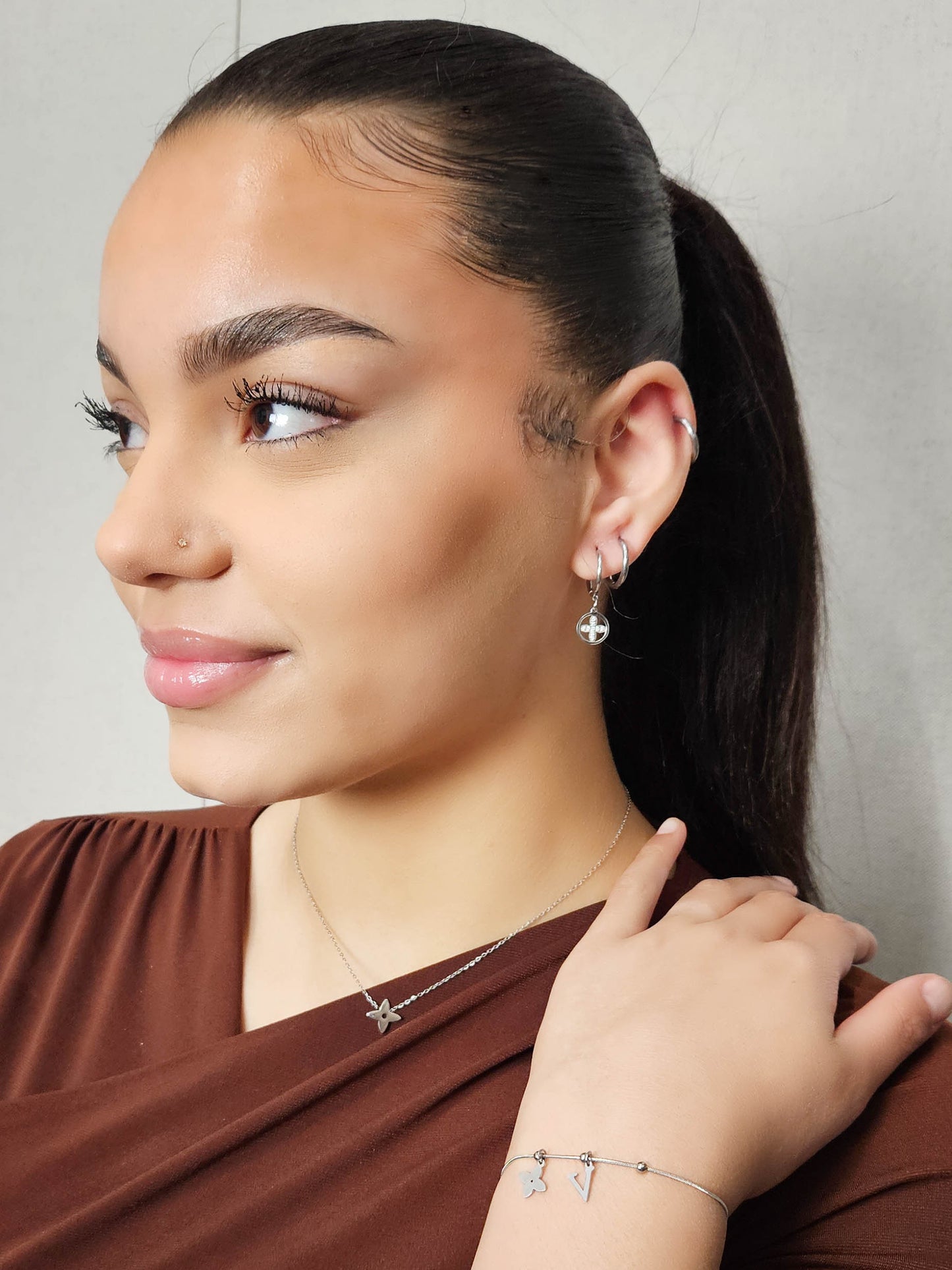 Edelstahl Ohrringe Blossom Silber