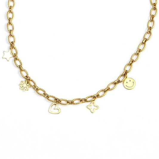 Edelstahlkette Chunky Charms gold