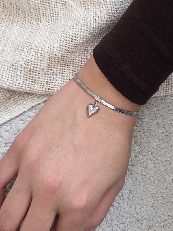 Edelstahl Armband Herz Silber 