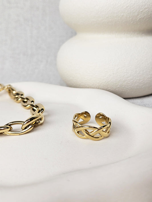 Edelstahlring Diosa gold