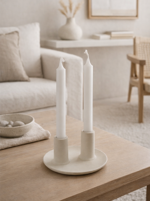 Kerzenständer Aliya | Beige Keramik