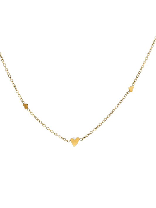 Edelstahlkette Tres Herzen gold