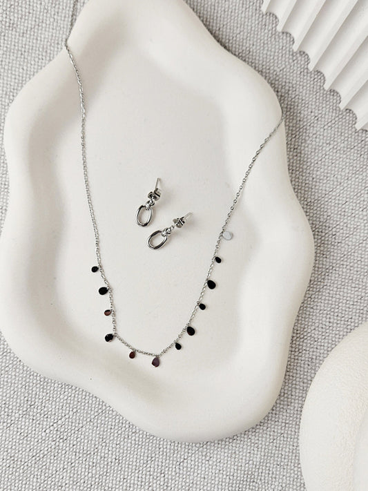 Edelstahlkette Tropfen silber