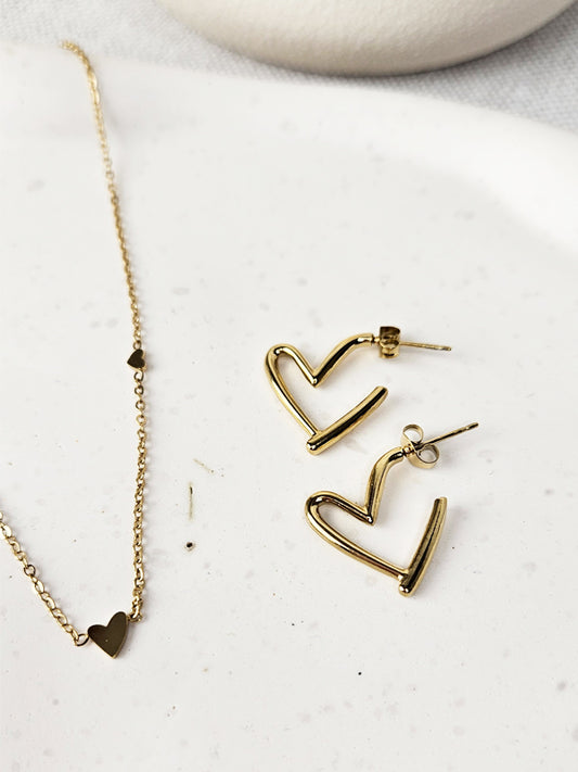 Edelstahl Ohrringe Herz Ringe Gold