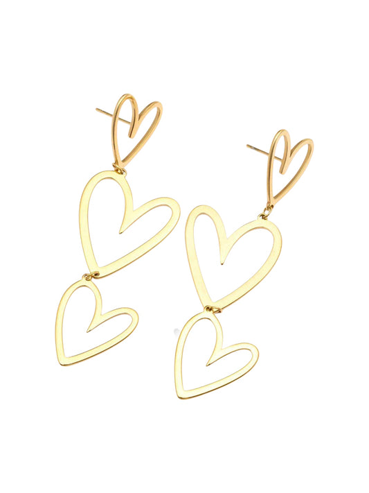 Edelstahl Ohrringe Statement Herzen gold