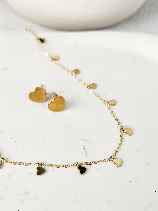 Edelstahl Ohrringe Herz Ohrstecker Gold