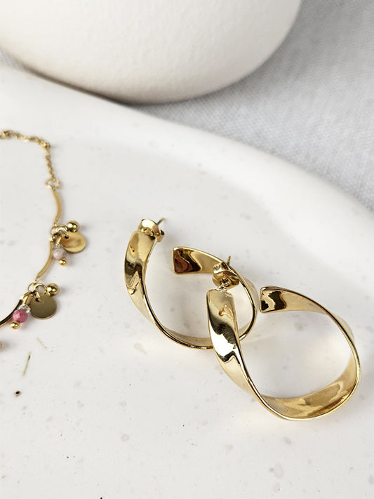 Edelstahl Ohrringe Ringe Twist gold