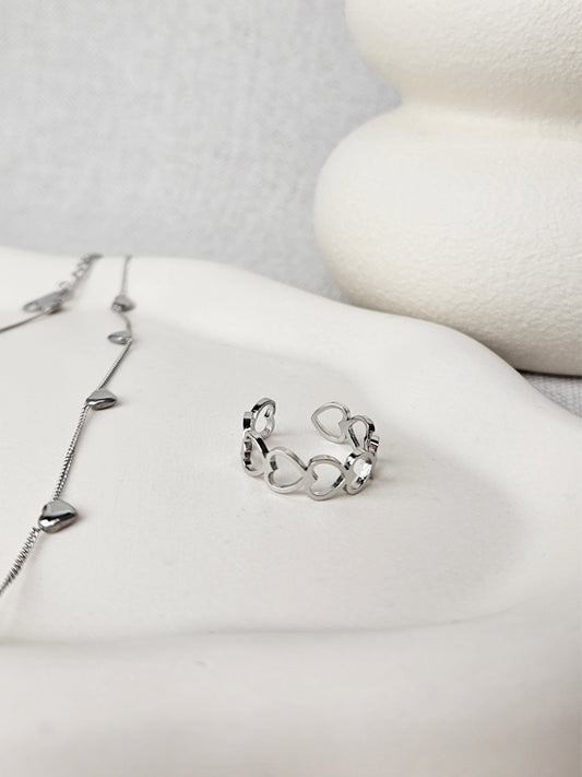 Edelstahlring Herzen silber