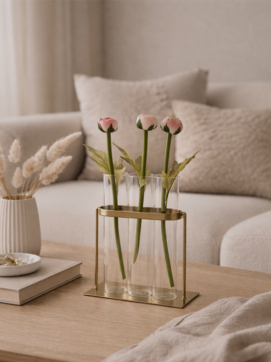 J-Line Vase 3 Tubes | gold & glass